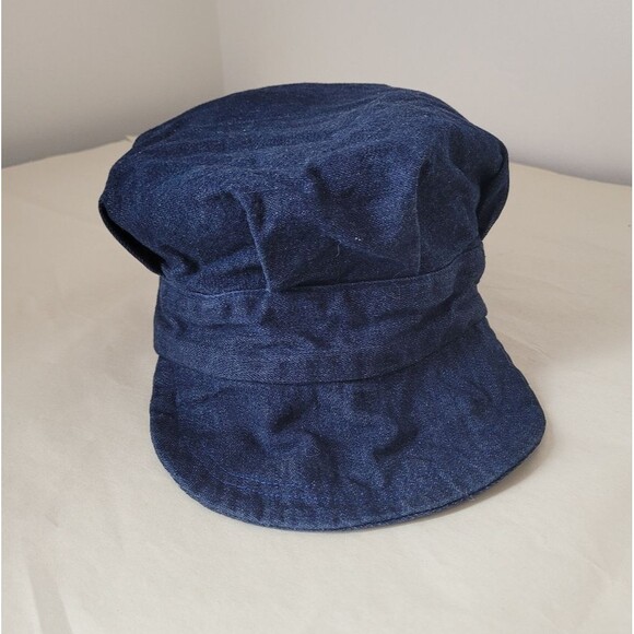 Denim Conductor Hat Dark Wash Handmade Cotton Y2K Grunge 90s Newsboys - Picture 3 of 6